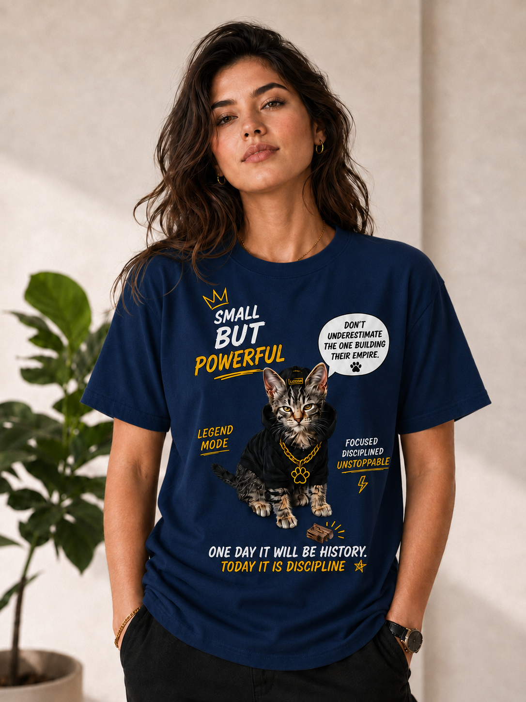 Small But Powerful Cat Graphic T-Shirt – Motivational Streetwear Tee unisex