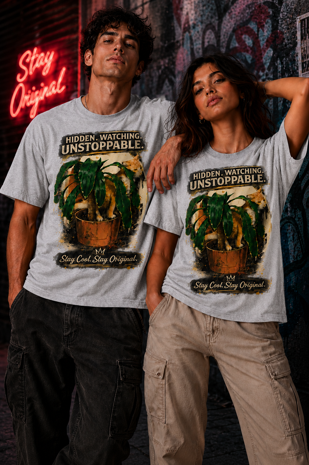 Hidden Watching Unstoppable Cat & Plant Graphic T-Shirt – Stay Cool Stay Original unisex