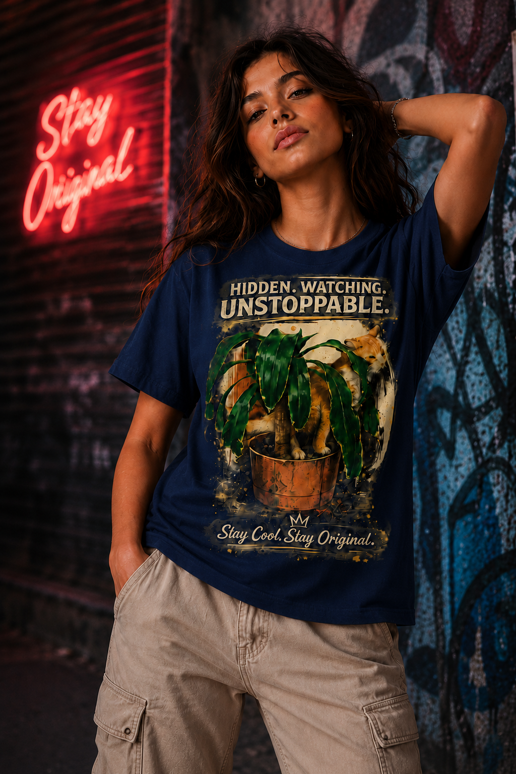 Hidden Watching Unstoppable Cat & Plant Graphic T-Shirt – Stay Cool Stay Original unisex