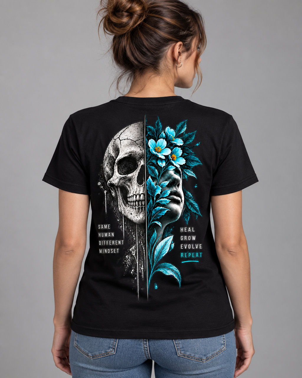 Same Human, Different Mindset – Skull & Floral