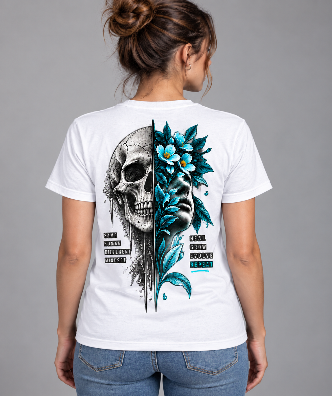 Same Human, Different Mindset – Skull & Floral