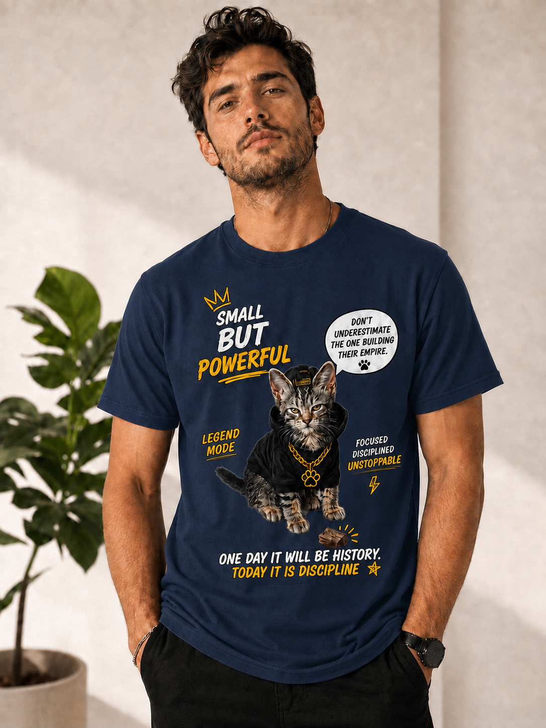 Small But Powerful Cat Graphic T-Shirt – Motivational Streetwear Tee unisex