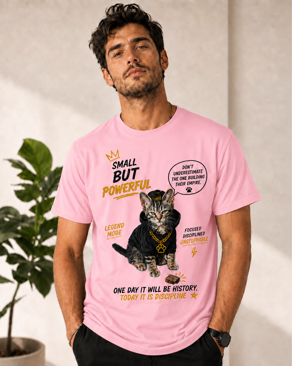 Small But Powerful Cat Graphic T-Shirt – Motivational Streetwear Tee unisex