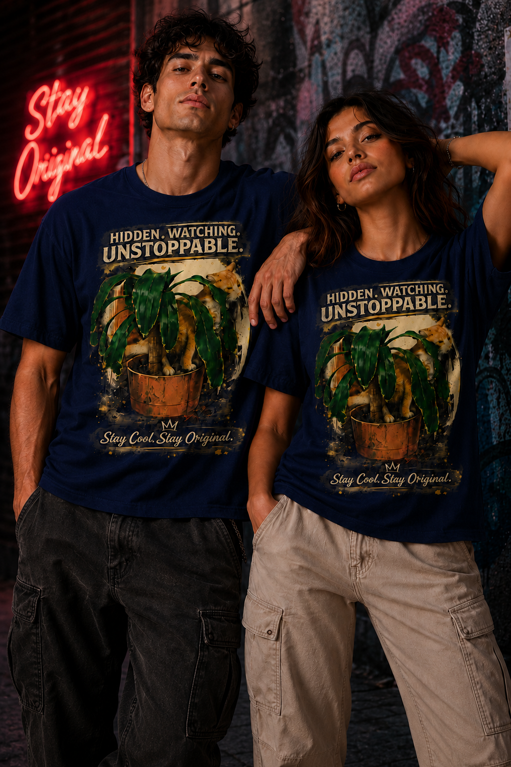 Hidden Watching Unstoppable Cat & Plant Graphic T-Shirt – Stay Cool Stay Original unisex