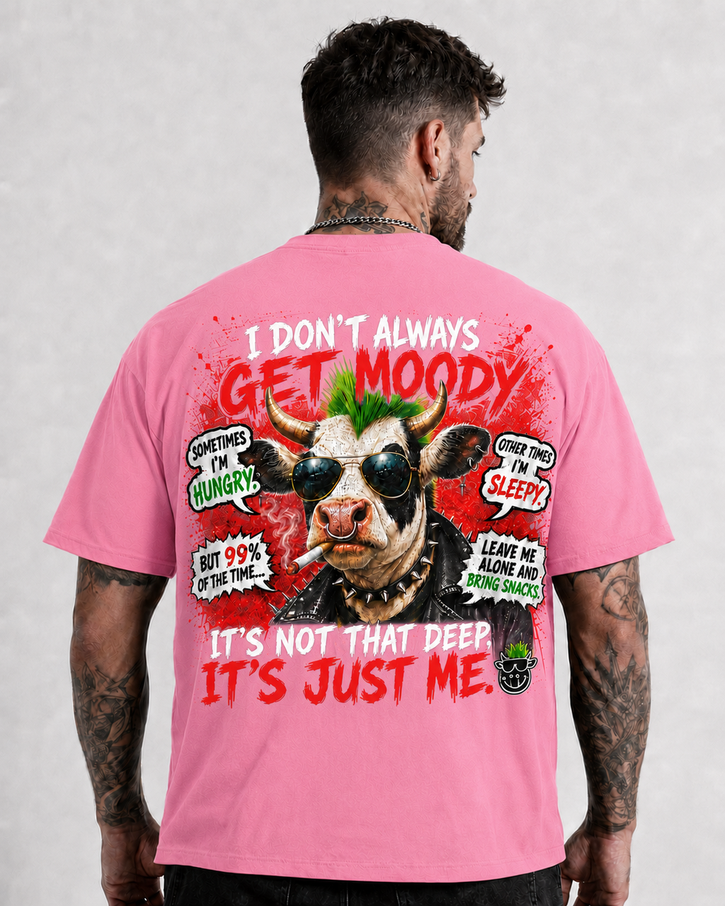 🐮😎 I Don’t Always Get Moody – Funny Punk Cow Graphic T-Shirt